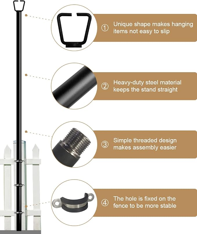 Queension 10FT Deck String Light Poles for Outdoor String Lights for Garden, Backyard, Patio Lighting Stand for Parties, Bistro & Weddings, 2 Pack | for Garden, Backyard, Patio Lighting Stand for Parties, Bistro & Weddings