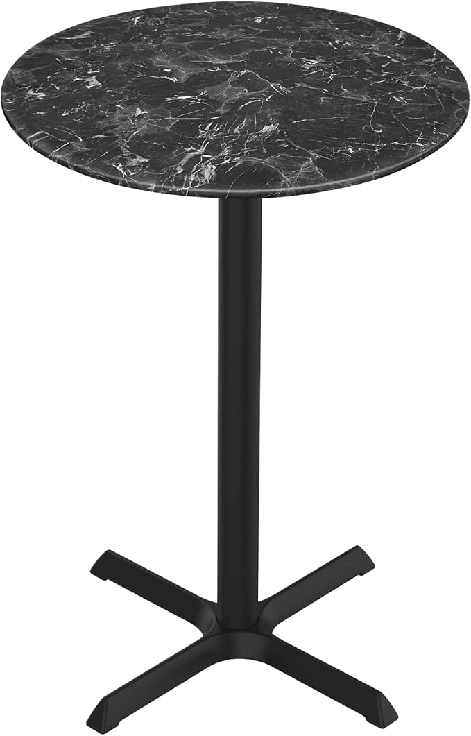 HBS 36" Tall OD211 Indoor/Outdoor All-Season Table with 32" Diameter Black Marble Top