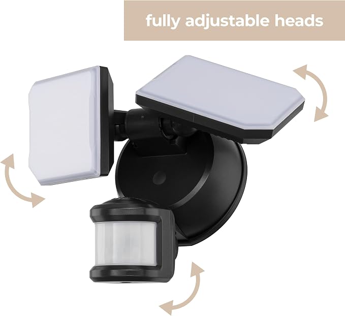 Guardian SMART Flood and Security Wall Light with 2 Lights 2,250 Lumens 20 Watts and Programmable Motion and Photo Sensor in Black, Works with Android or iOS