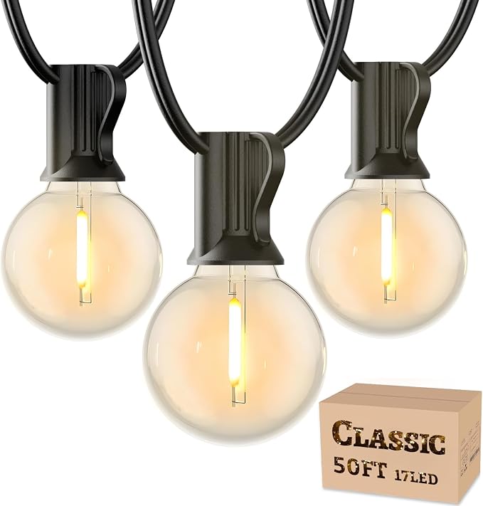 RTTY Outdoor String Lights 50 FT, LED Patio Light for Outside Waterproof | Dimmable Connectable Shatterproof Hanging Lighting for Cafe, Bistro, Balcony, Porch, Yard, Deck, Market, Warm White, 2700K