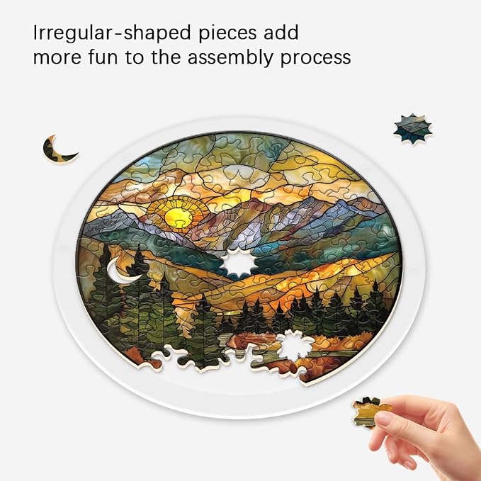Acrylic Puzzle Suncatcher, Mountain Stained Glass Window Hanging, Sun Catcher Puzzle Kit Home Garden Decor, Creative Mothers Day and Birthdays Gifts for Mom, Wife, Sisters, 7.87 inch