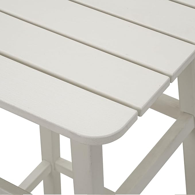 Outdoor Bar Table, HDPE Patio Bar Table, All Weather Height Patio Tables, Outdoor Bar Height Table, Tall Bistro Pub Table for Outside Deck, Porch, Backyard, Garden, White