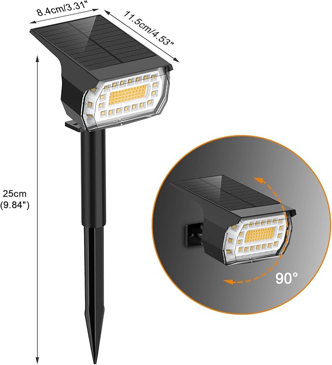 LANSOW Solar Spot Lights Outdoor, [8 Pack/76 LED] 2-in-1 Solar Landscape Spotlights, 3 Modes IP65 Waterproof Dusk to Dawn Solar Powered Flood Wall Lights for Outside Yard Garden Pathway(Warm White)