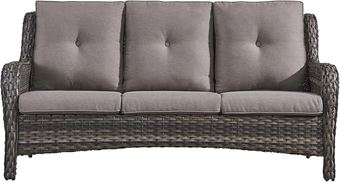 HUMMUH 5 Pieces Outdoor Furniture Patio Furniture Set Wicker Outdoor Sectional Sofa with Swivel Rocking Chairs,Patio Ottomans
