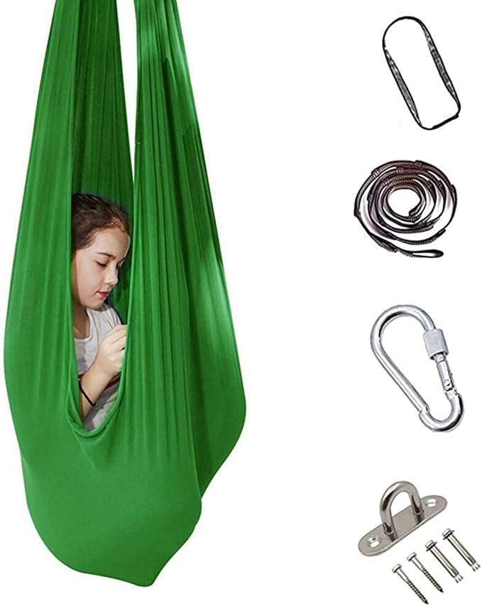 Kids Therapy Swing Adjustable Aerial Yoga Cuddle Hammock Indoor Outdoor Snuggle Swing with Special Needs Ideal for Children Calming & Relaxing Sensory Integration