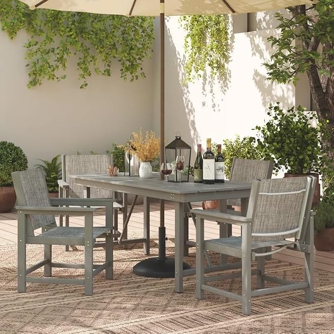 UDPATIO HDPE Dining Chair Set of 2, Heavy Duty Extra-Wide Outdoor Chairs with 360 lb Load Capacity, Easy to Assembly, All-Weather Seating for Patio, Pool, Garden, Backyard,Light-Grey