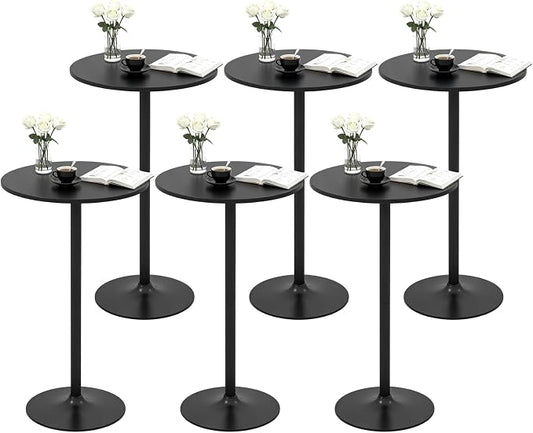 ERGOMASTER Two-in-one Adjustable Height Bar Tables, 24-inch Round Cocktail Table with Sturdy Metal Base, 40"/22" Two Convertible Height High Top Pub Table for Home Bar, Restaurant Bistro (6, Black)
