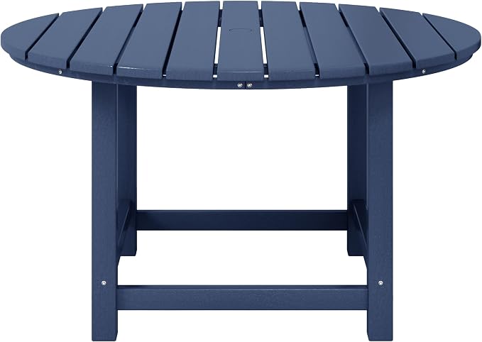 WestinTrends Malibu Kids Outdoor Patio Furniture HDPE 38" Wide Round Dining Table, Navy Blue