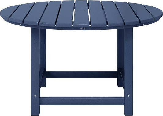 WestinTrends Malibu Kids Outdoor Patio Furniture HDPE 38" Wide Round Dining Table, Navy Blue