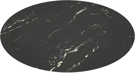 32 Inch Round Black Marble Glass Table Top, 8mm Thick Tempered Glass Tabletop for Dining Tables, Coffee Tables, Patio Tables