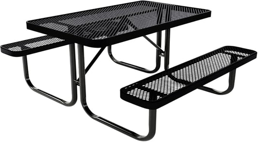 COATEDOUTDOORFURNITURE Heavy-Duty Portable Outdoor Kids Table, Expanded Metal Kids Picnic Table, Commercial-Grade Picnic Table, Made in America (4ft Rectangular, Childrens, Black)