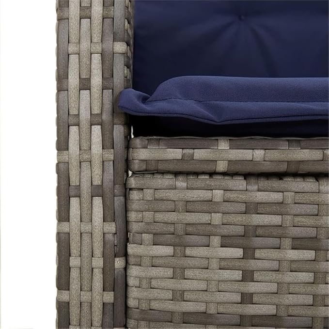 Afuera Living 5 Piece Patio Dining Set, UV-Resistant Gray Poly Rattan, Powder-Coated Steel Frame, Glass Tabletop, Reclining Chairs with Cushions, Durable Outdoor Garden Furniture for Terrace or