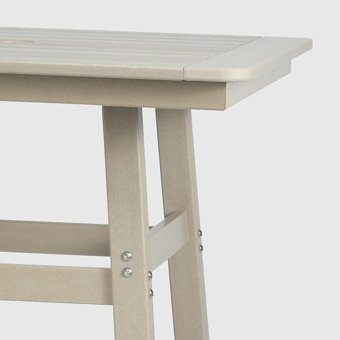 WestinTrends Malibu Square Outdoor Patio Bistro Bar Table with Umbrella Hole 42" Tall, Sand