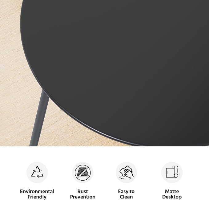 LAUSAINT HOME 18" Outdoor Side Table, 1 Pack Small Round Patio Table with Adjustable Footpads, Powder Coated Steel Coffee Table for Patio, Balcony, Porch and Garden, Black