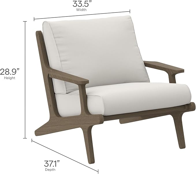 Modway Saratoga 5-Piece Teak Wood Outdoor Furniture Set in Weathered Gray White - Patio Conversation Set with Loveseat, 2 Armchairs, Side Table and Coffee Table