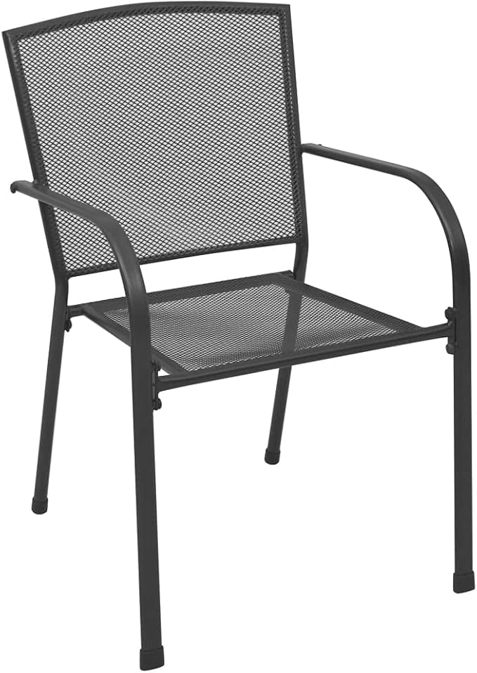 5 Piece Patio Dining Set Steel Anthracite with Mesh Design, Outdoor Dining Set for Patio Garden, Foldable Table and Stackable Chairs