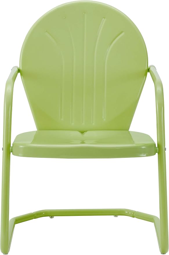 Crosley Furniture Griffith 5-Piece Outdoor Dining Set for 4, Retro Metal Round Patio Table and Chairs, White and Key Lime