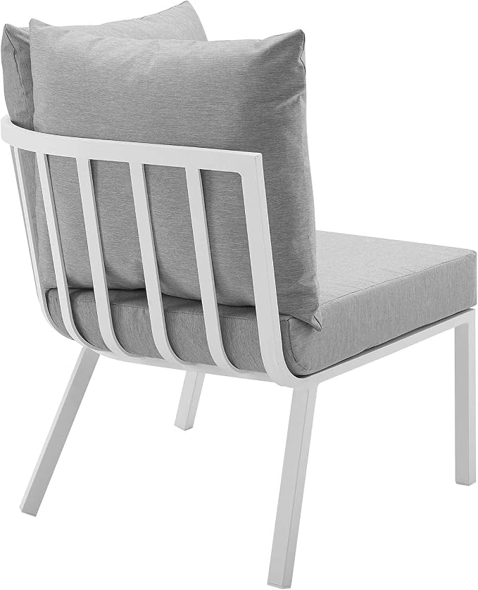 Modway Riverside 4 Piece Sectional Set with Armchair and Table, 61. 5" L x 114" w x 28" H, White Gray