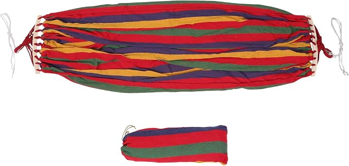VANZACK Extra Wide Anti-roll Camping Hammock with Duckbill Buckle, Two-Person Striped Canvas Outdoor Travel and Garden Hanging Hammock for Patio and Hiking