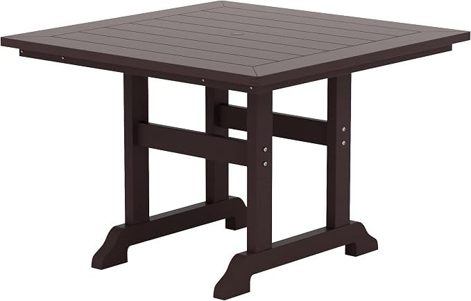 HDPE Laguna 43" Square Dining Table,Dark Brown