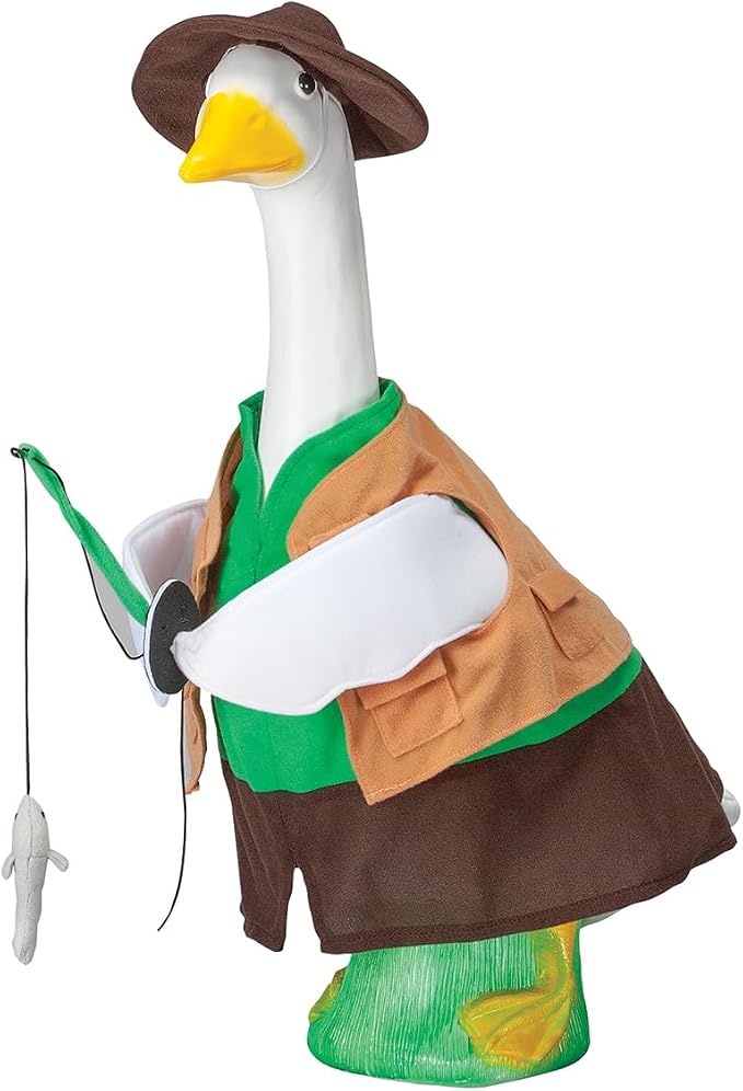 Gaggleville Fishing Goose Outfit, Fits Large 23" H Statue by Miles Kimball | Polyester