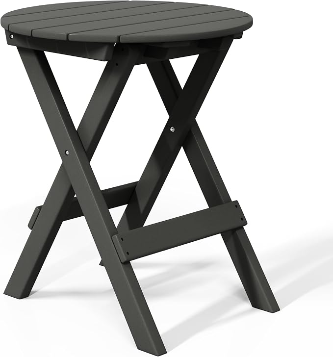 WestinTrends Malibu HDPE Outdoor 24.5 Inch Round Portable Folding Patio Dining Table, Gray