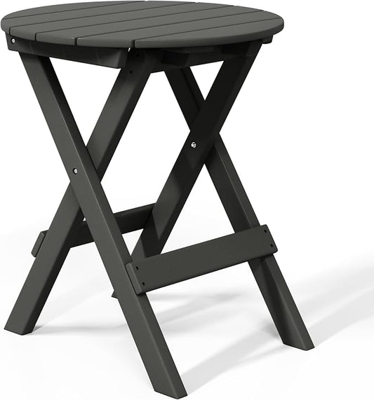 WestinTrends Malibu HDPE Outdoor 24.5 Inch Round Portable Folding Patio Dining Table, Gray