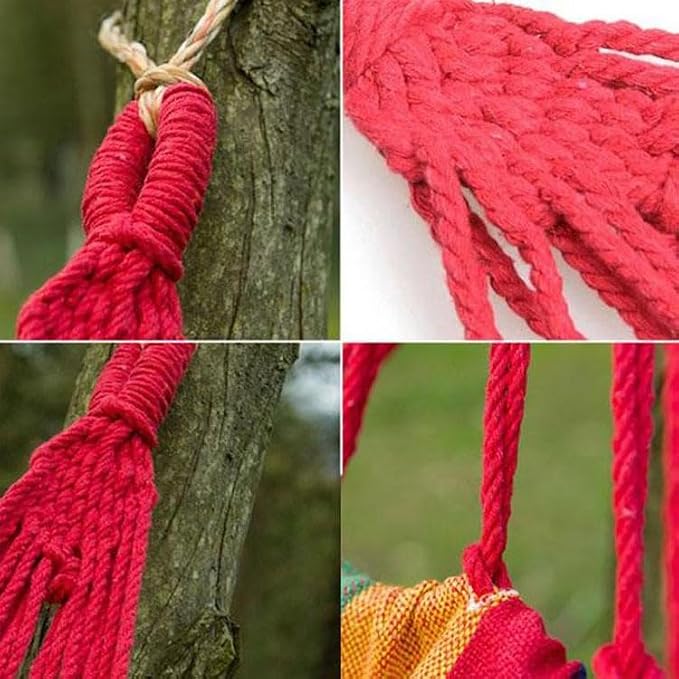 Portable Cotton Hammock, Suitable for Hanging Durable hammocks, Perfect for Camping Outdoor/Indoor Backyard, with Hanging Ropes and Carrying Bags (red, X-Large)