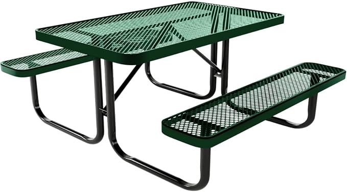 COATEDOUTDOORFURNITURE Heavy-Duty Portable Outdoor Kids Table, Expanded Metal Kids Picnic Table, Commercial-Grade Picnic Table, Made in America (4ft Rectangular, Childrens, Green)