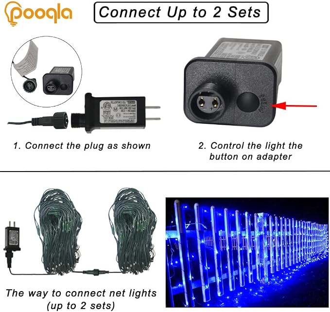 Blue Net Lights, 21x 5ft Christmas Bush Lights Outdoor Green Wire | 360 LED Large Net Mesh Lights Plug in, 8 Modes Waterproof Connectable Bushes Lights for Halloween Hedge Yard Decor