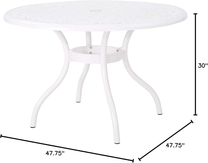 Christopher Knight Home Simon Outdoor Aluminum Round Dining Table, White