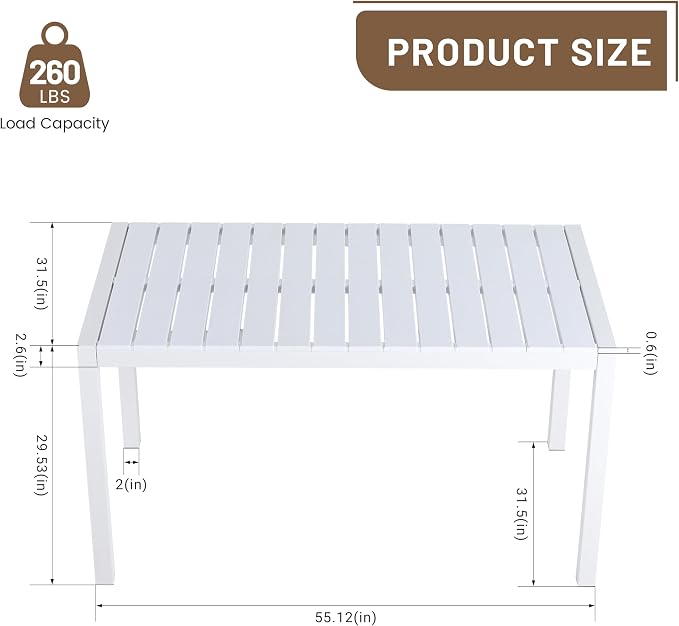 LUMISOL 5 Piece Outdoor Dining Table Set, All Weather Rectangular Table and Chairs Set with Striped Color Block Chairs and Sturdy Metal Legs for Garden, Backyard, Poolside, Yellow+Green+Orange