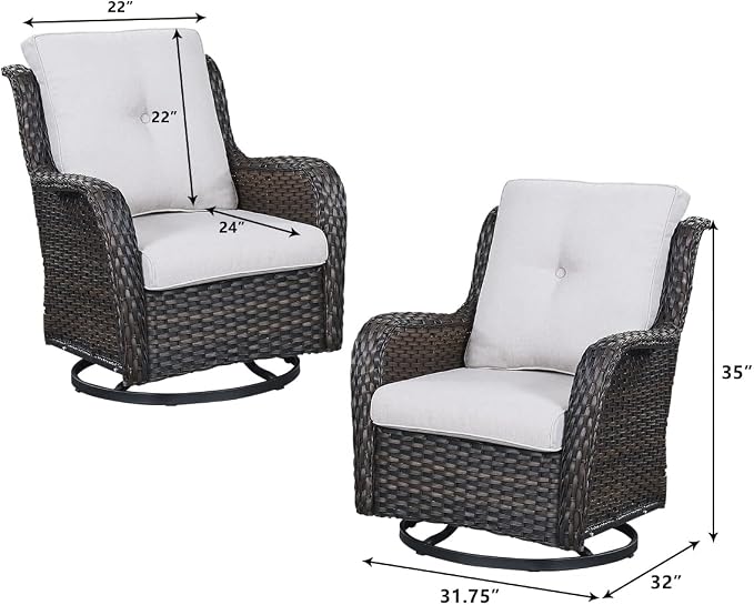 HUMMUH Outdoor Patio Furniture with Fire Pit Table Outdoor Conversation Set PE Wicker Patio Couch Swivel Glider Chairs for Balcony Garden,Lawn,Deck