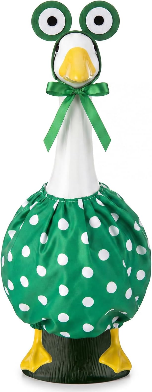 23" Porch Goose Outfit Frog Goose Dress Clothes with Crochet Frog Eyes Hood and Green Polka Dot Bubble Dress Costume for 23" Gooses Statue Decoration Patio Yard Garden Lawn Outdoor Decors