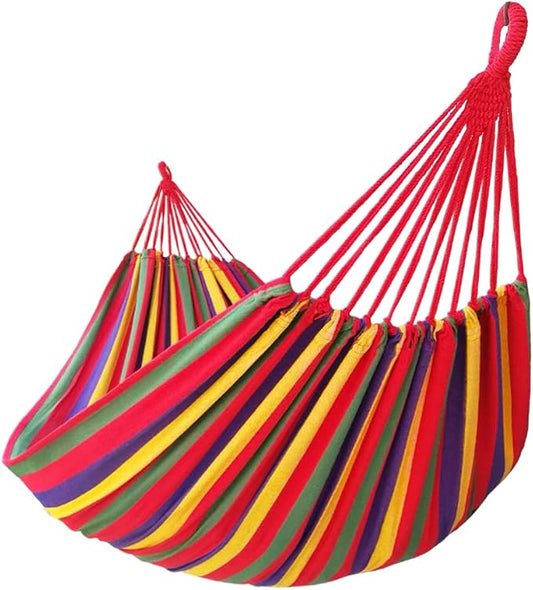 GOCAN Brazilian Double Hammock 2 Person Extra Large Canvas 250x160cm Total Length 350cm Load 500lb Cotton Hammock for Garden Outdoor and Indoor