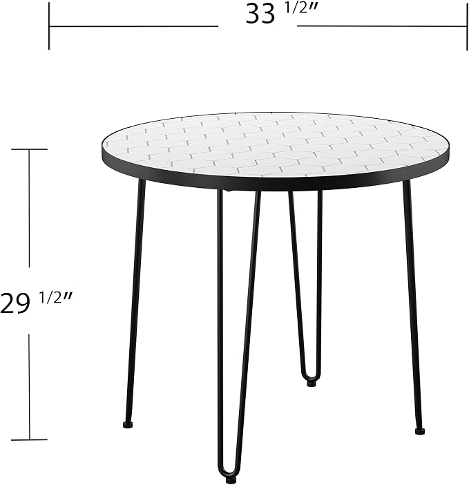 SEI Outdoor Patio Furniture - Watkindale Outdoor Bistro Table - Transitional Design White Metal - Ideal for Patio, Backyard (OD1172427)