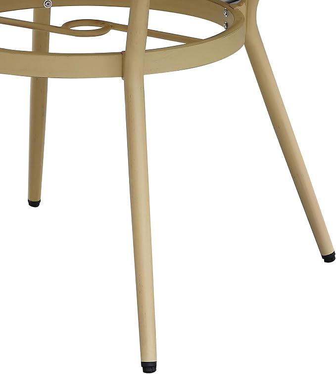 24/7 Shop at Home Cato Modern Aluminum 40 in. Outdoor Round Bistro Table with Umbrella Hole for Outdoor Kitchen, Patio, Pool Area, Natural Brown