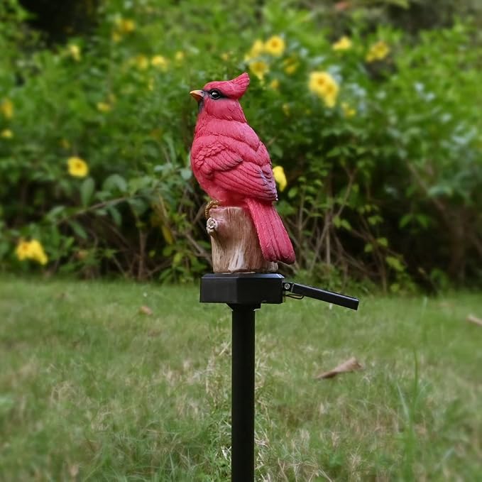 Cardinal Garden Decor Red Bird Figurine Memorial Solar Light Outdoor Stake | Patio Yard Art Lawn Ornament Porch Christmas Decorations Outside Statue Cardinal Gift for Mom Grandma Women Mother