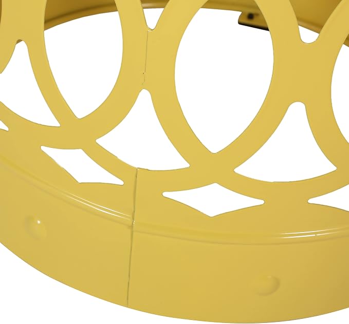 Outdoor Round Metal End Table Cut Out Design, Metal Round Patio Table Garden Stool Side Tables for Indoor Outdoor (Yellow)
