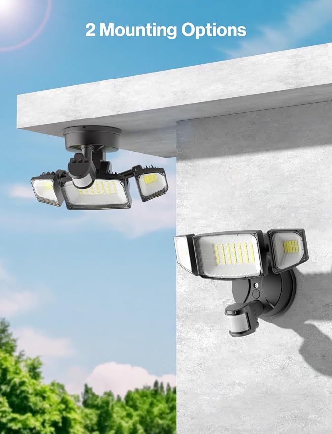iMaihom 50W Motion Sensor Outdoor Lights, 5000LM Hardwired Motion Sensor Flood Light, Dusk to Dawn Outdoor Lighting, 6500K LED Security Light, IP65 Waterproof Motion Detector Lights for Outside, Black