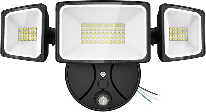 Onforu 80W Dusk to Dawn Outdoor Lighting,8000LM Black Flood Lights Outdoor,IP65 Waterproof Exterior Security LED Light,3 Adjustable Heads Photocell Light Fixture,6500K Floodlight for Garage,Patio,Yard