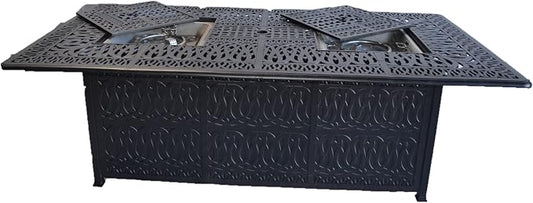 Elizabeth Outdoor Cast Aluminum Powder Coated Double Burner Dining Table - Antique Bronze