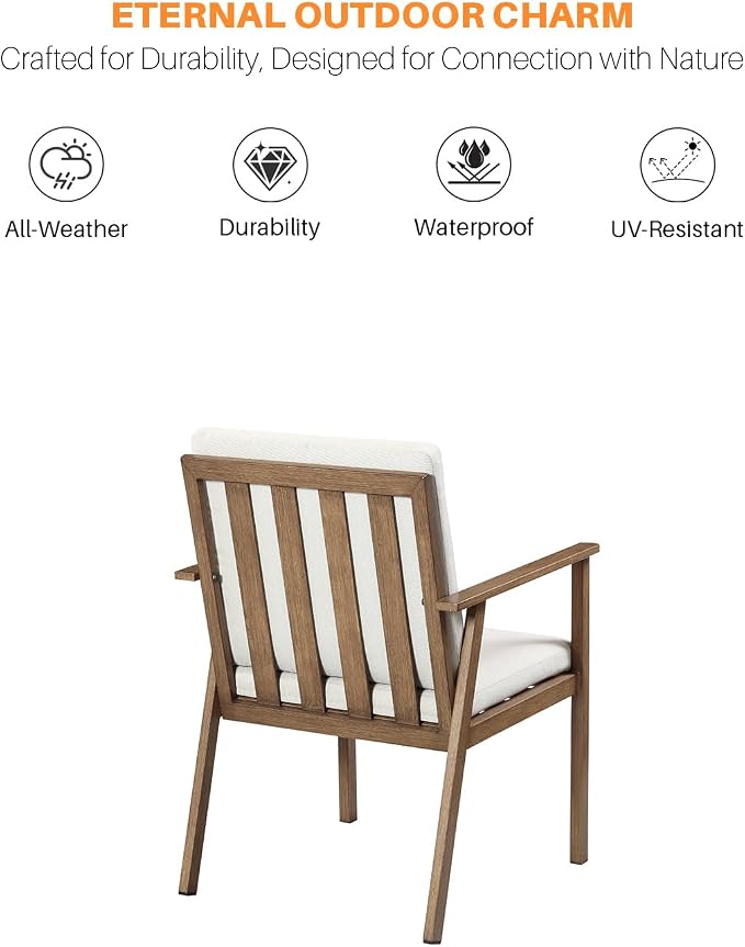 9 Pieces Never-Rust Aluminum Patio Dining Set, Outdoor Dining Set for 8, Outdoor Dining Table and Chairs Set with Cushions, Patio Furniture Set for Deck, Garden, Poolside, Teak