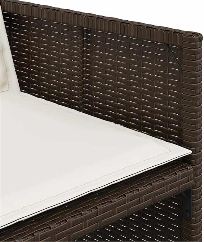 Afuera Living 5-Piece Rattan Patio Dining Set, Brown/Cream White Finish, PE Rattan & Powder-Coated Steel, Foldable Chairs with Removable Cushions, Weather-Resistant, Outdoor Table for Garden or Patio