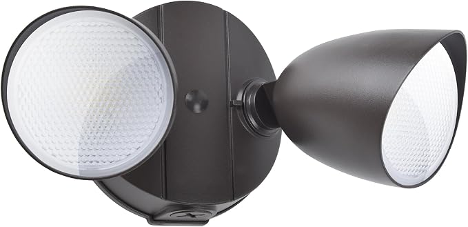 LUTEC 3500 Lumen 32 Watt 28 LED Dual-Head Floodlight Outdoor, Full Metal Design, Waterproof Exterior Security Wall Light for Patio, Garden, Yard-Brown