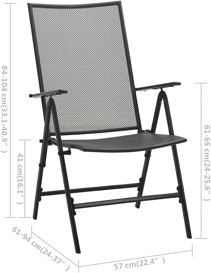 5 Piece Patio Dining Set Steel Anthracite Outdoor Furniture Table and 4 Reclining Chairs with Mesh Design Weather Resistant for Garden Backyard Balcony Patio Use Adjustable Foldable Space Saving