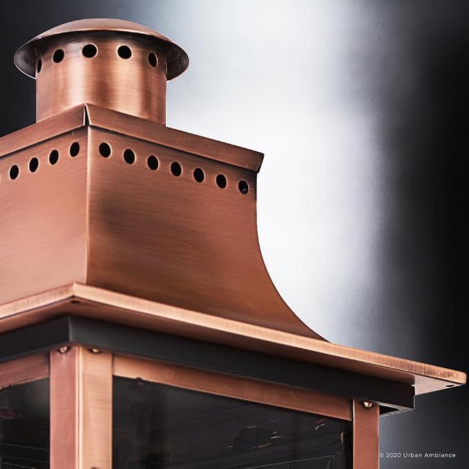 Luxury Antique Outdoor Wall Light, Medium Size: 19" H x 10" W, with French Country Style Elements, Rustic Copper Finish, UQL1412, Longview Collection
