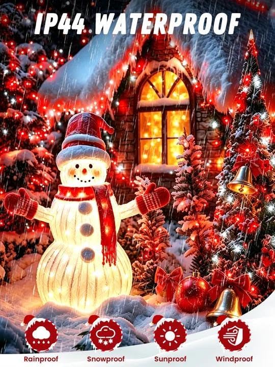 4Pack 60LED Fairy Lights Battery Operated with Timer, 20 FT Red and White | Cuttable Copper Wire, Waterproof Battery String Lights for Indoor Outdoor, Wedding, Bedroom, Home, DIY, Christmas Decorations