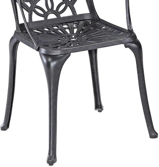 Homestyles 5 Piece cast Aluminum Frame Outdoor Patio Dining Set for 4, 42" Round Dining Table with Umbrella Hole and 4 Outdoor Dining Chairs, Patio Table and Chair Furniture Dining Set for 4 Person