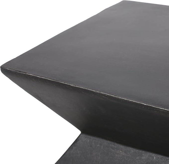 Outdoor Side Table Square Side Table Patio Concrete End Table Faux Stone Small Coffee Tables, Garden Stool Plant Stand Tables for Porch, Backyard Patio,Black